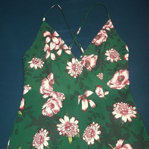 Forever 21 green floral jumpsuit size M